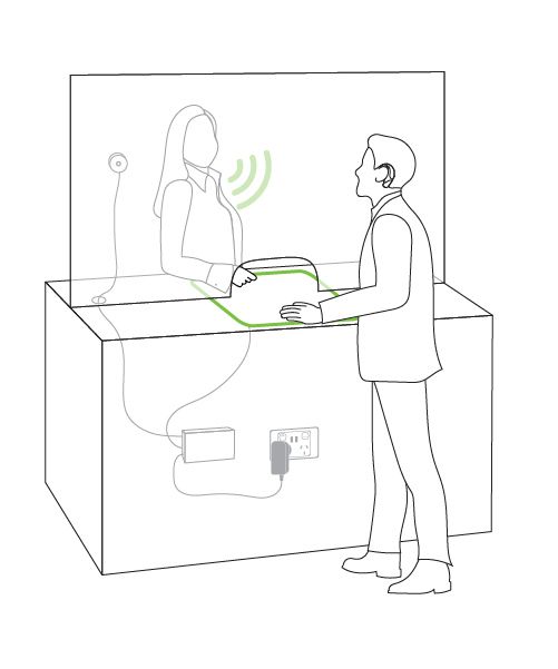 ReceptionHearingLoopGlassMic Cross the counter glass microphone solution