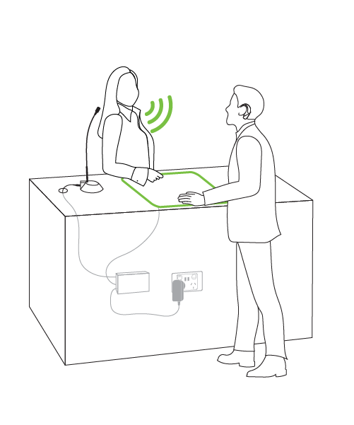 ReceptionHearingLoopGooseNeckMic Cross the counter goose head microphone solution